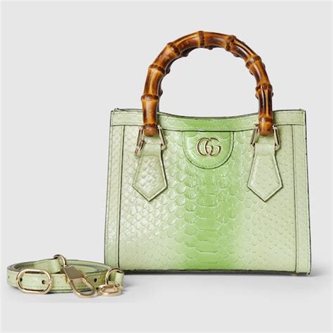 mint green gucci|Gucci Diana mini python tote bag in gradient green .